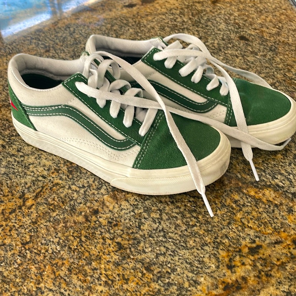 VANS- Green/white youth 3 Vans shoes